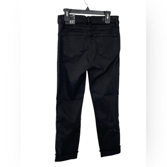 NWT Kut From The Kloth Amy Crop Straight Leg Jeans Black Size 0 Denim‎ - Picture 2 of 7